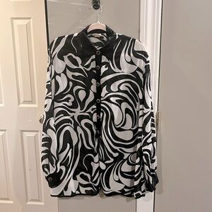 Vintage Pucci Inspired Black White Patterned Blouse
